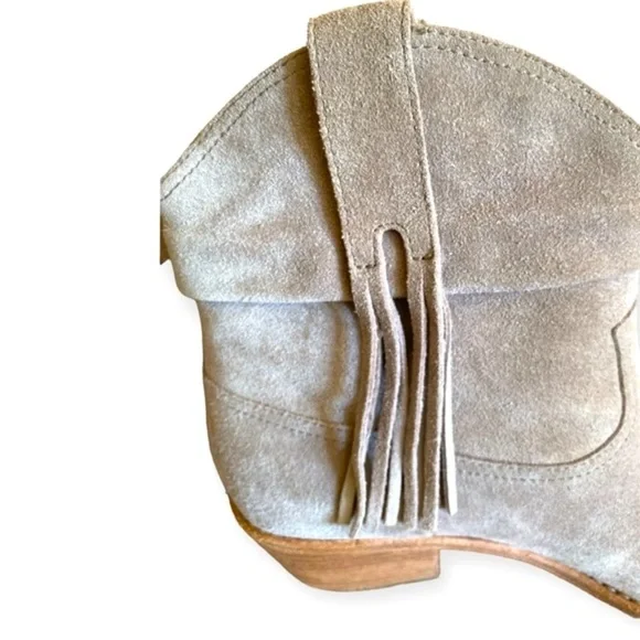 JOIE KEATON Suede Fringe Chelsea Western Boot 2”Heel Pull On Point Toe Size 38.5 - Picture 15 of 15